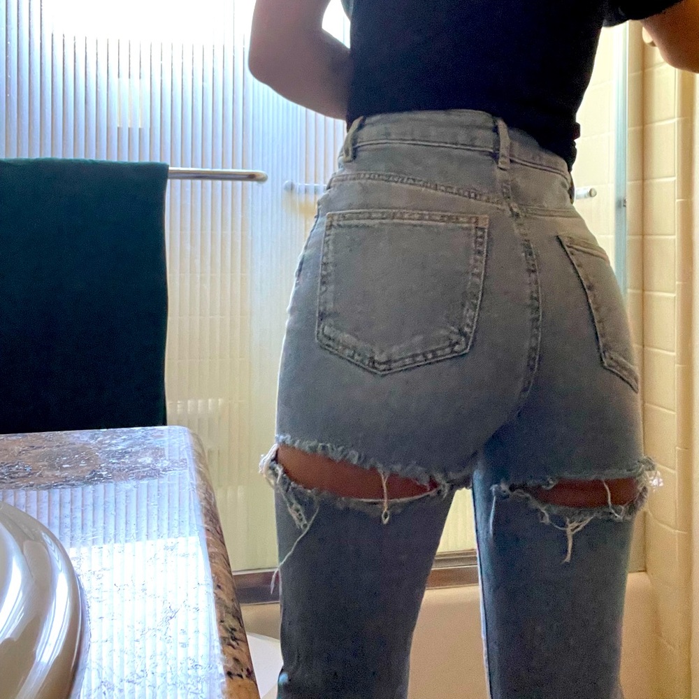 ASOS High waisted jeans with butt rips